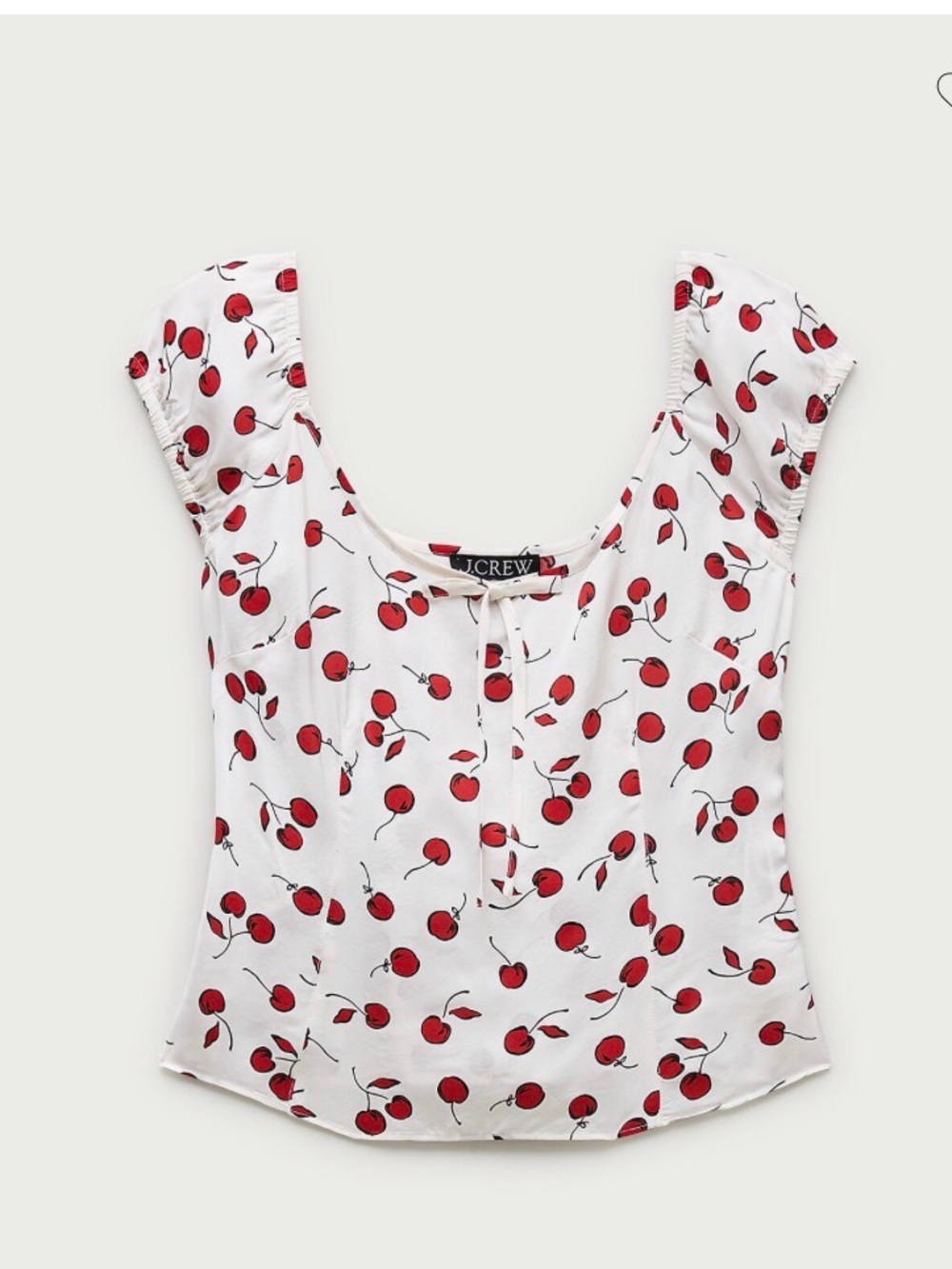 J. Crew White Cherry-Print Scoop Neck Top NWT
